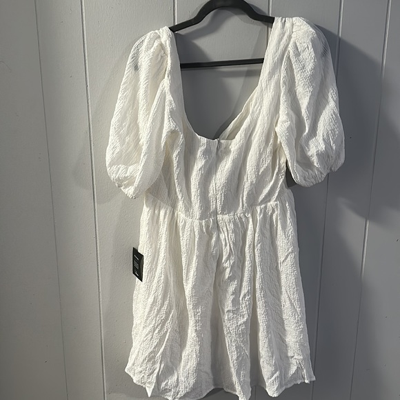 Lulus Little Bit In Love White Surplice Puff Sleeve Mini Dress - Picture 3 of 7